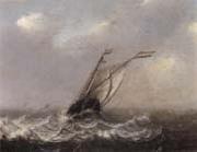 unknow artist a smalschip on choppy seas,other shipping beyond oil on canvas